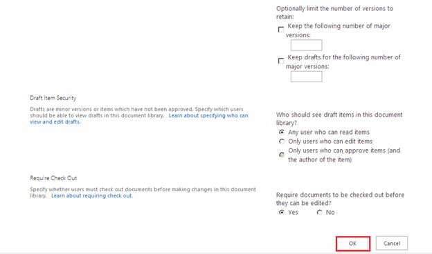 save the changes in library settings